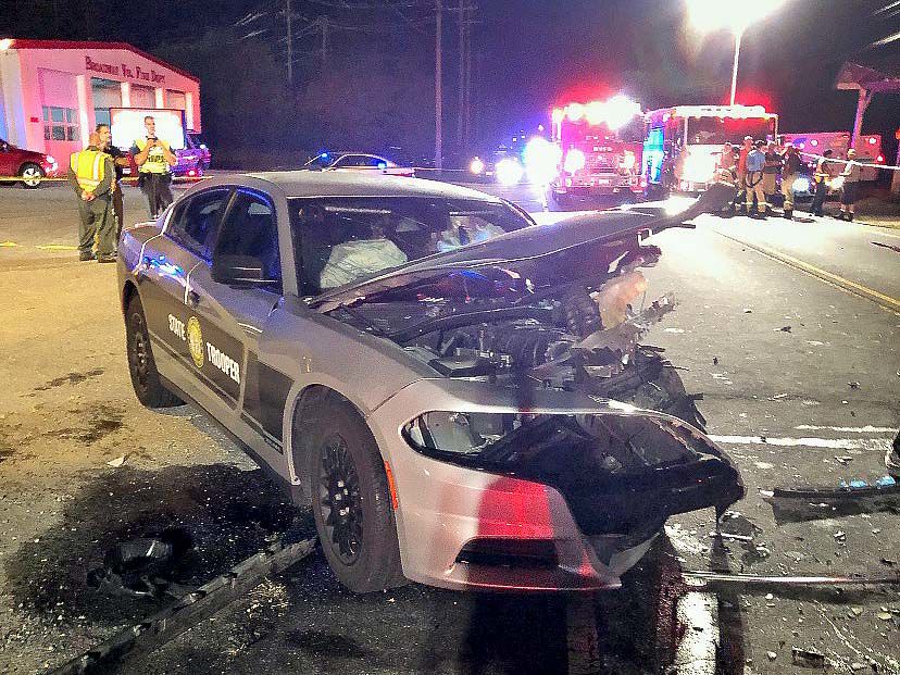 Damaged patrol car